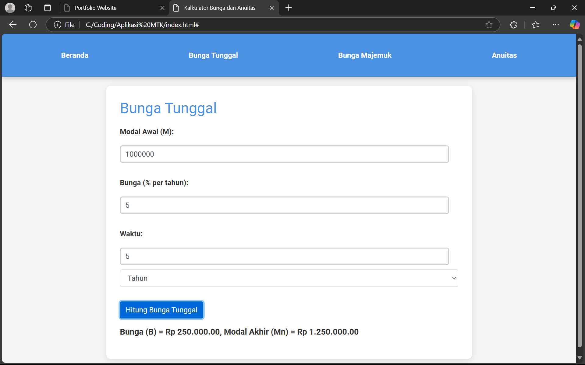 Situs Web Kalkulator Bunga & Anuitas